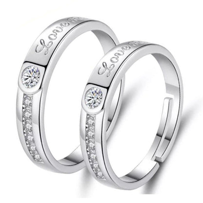 Women's & Men's Temperament Sier Korean Style Creative Opening Marriage Zircon Couple Ring - Daebak