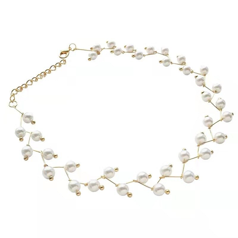 Women's Pearl Neck Band Simple Necklet Neckband Korean Necklaces - Daebak