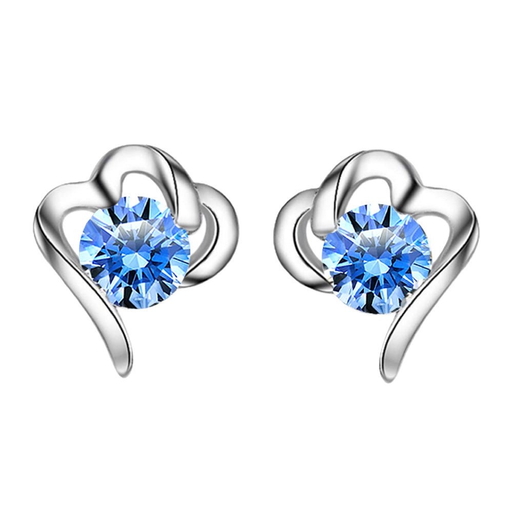 Women's Pure Sier Korean Style Fashion Temperament Entry Lux Rhinestone Zircon Stud Earrings - Daebak
