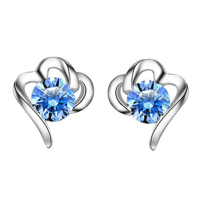 Women's Pure Sier Korean Style Fashion Temperament Entry Lux Rhinestone Zircon Stud Earrings - Daebak