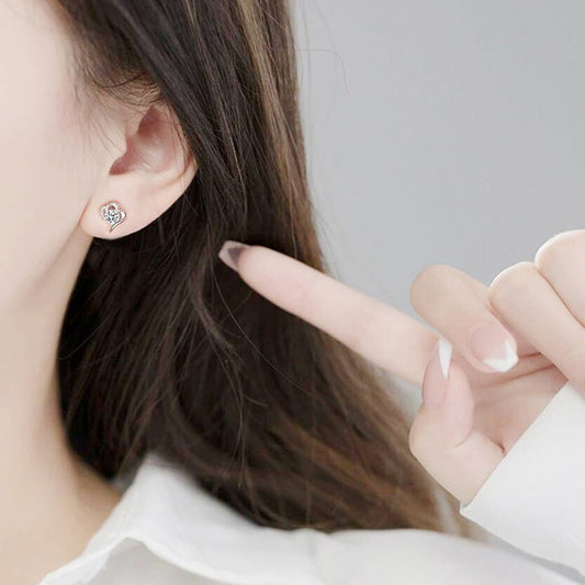 Women's Pure Sier Korean Style Fashion Temperament Entry Lux Rhinestone Zircon Stud Earrings - Daebak