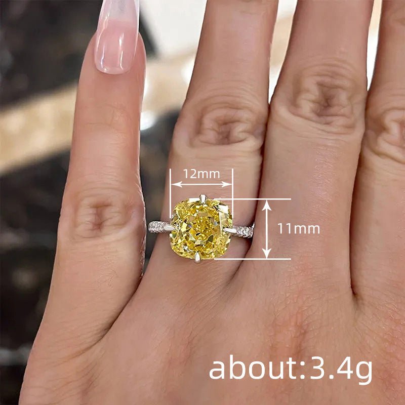 Women's Shi Elegant Korean Imitation Citrine Wax Inlaid Square Ring - Daebak
