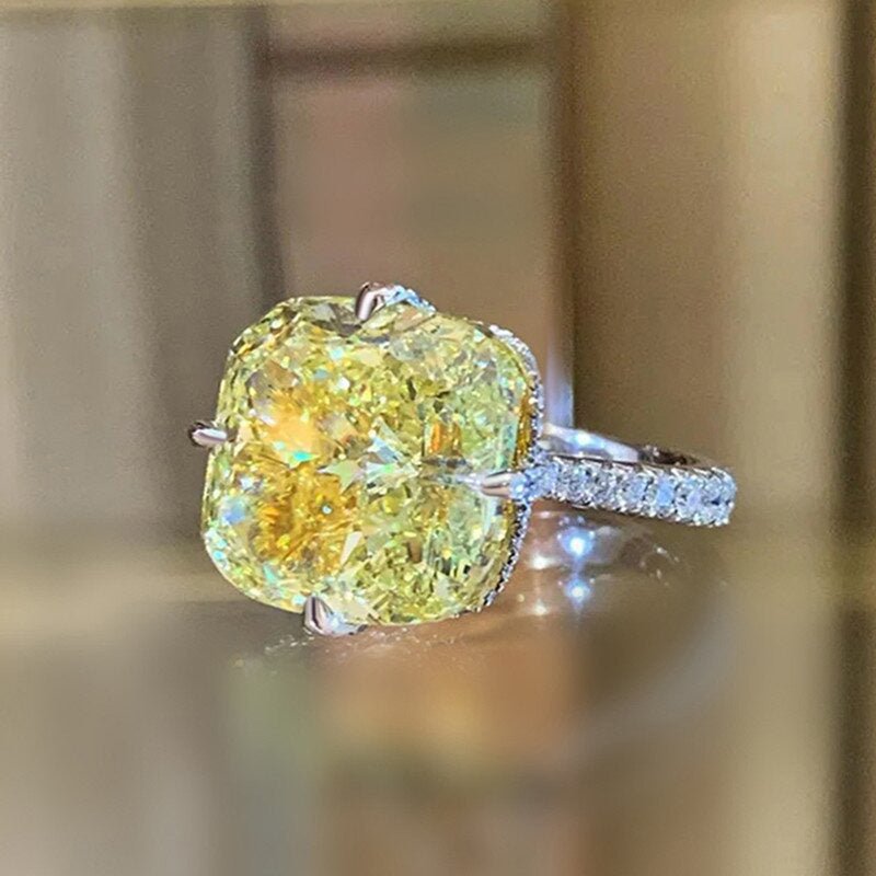 Women's Shi Elegant Korean Imitation Citrine Wax Inlaid Square Ring - Daebak