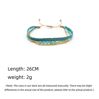 Women's Style Ribbon Twin Carrying Strap Simple Bead Bracelets - Daebak