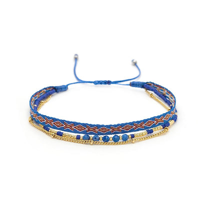Women's Style Ribbon Twin Carrying Strap Simple Bead Bracelets - Daebak