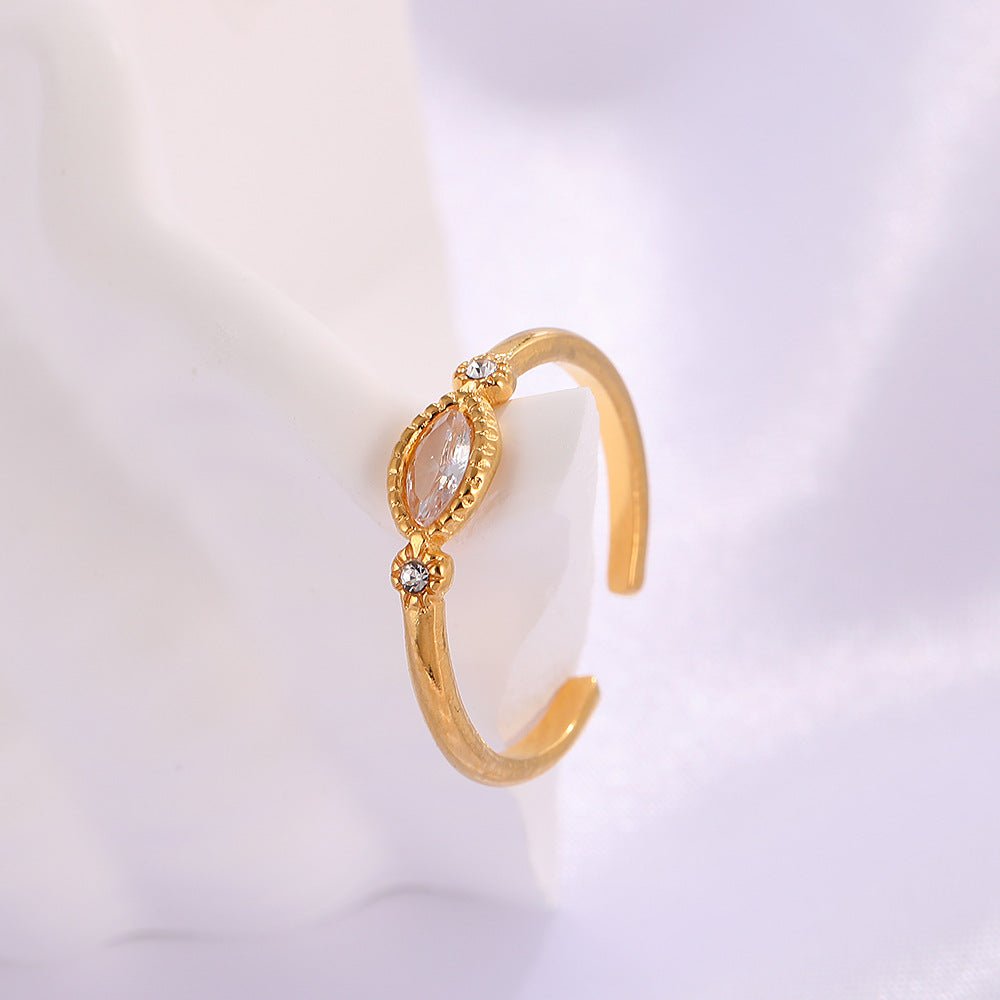 Women's Trendy Adjustable Mouth Korean Style Elegant Stainless Steel Niche Design Rings - Daebak
