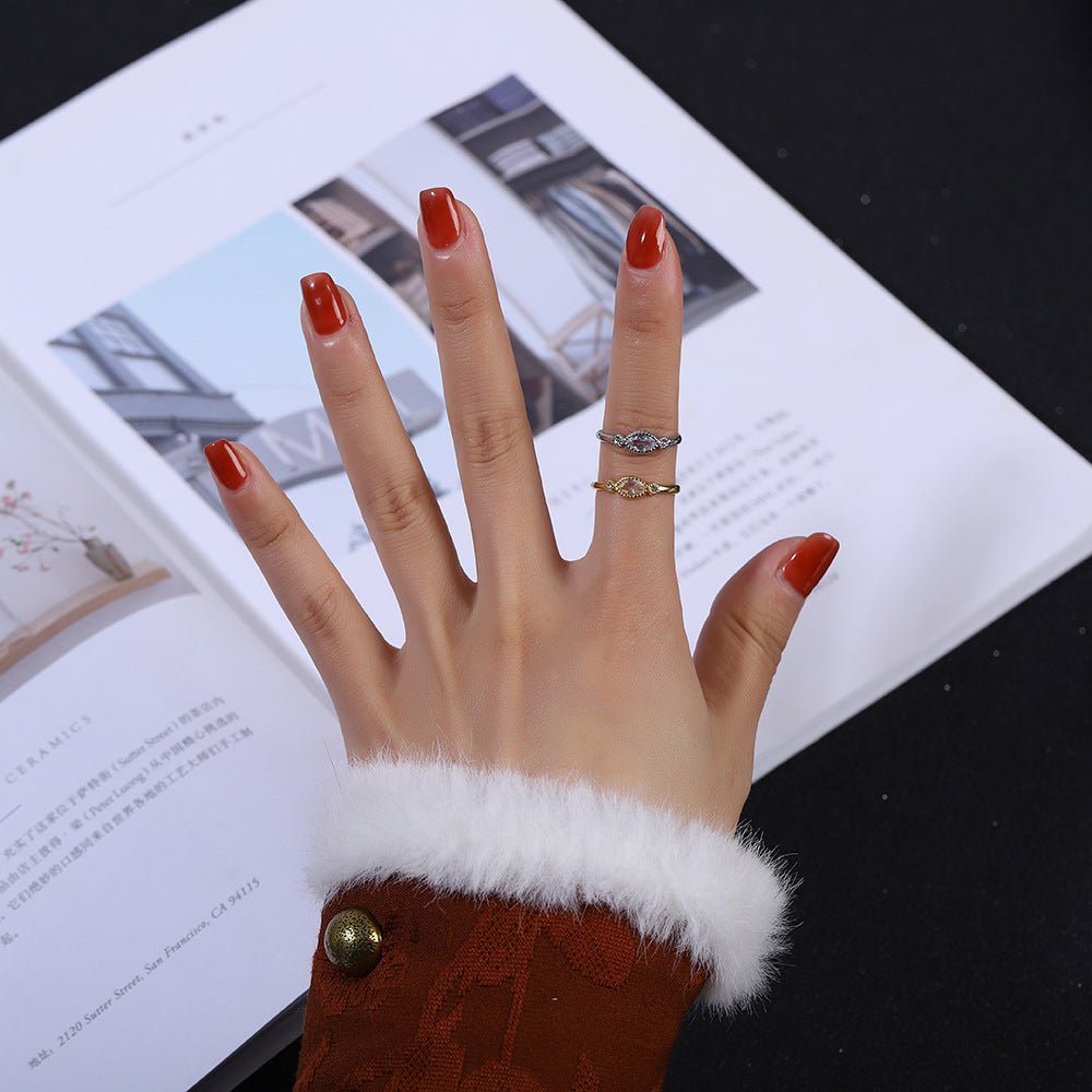 Women's Trendy Adjustable Mouth Korean Style Elegant Stainless Steel Niche Design Rings - Daebak