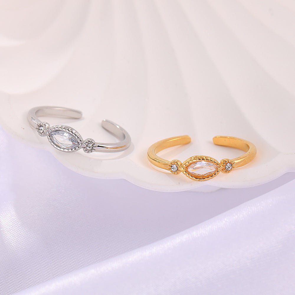 Women's Trendy Adjustable Mouth Korean Style Elegant Stainless Steel Niche Design Rings - Daebak