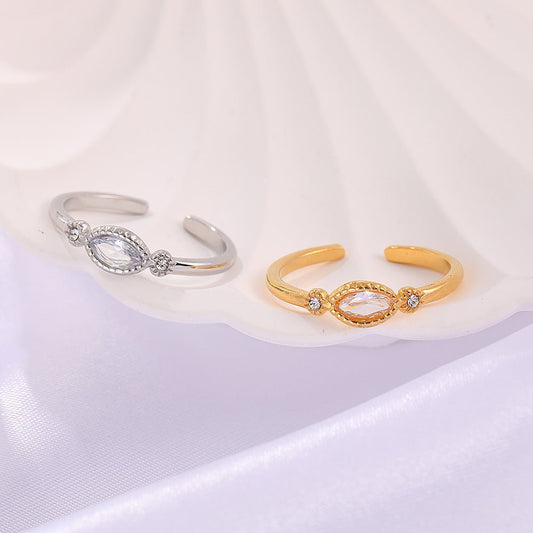 Women's Trendy Adjustable Mouth Korean Style Elegant Stainless Steel Niche Design Rings - Daebak