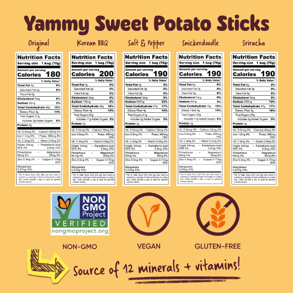 Yammy Chewy Dried Sweet Potato Variety Pack - Asian Snack (Pack of 10) - Daebak