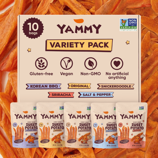 Yammy Chewy Dried Sweet Potato Variety Pack - Asian Snack (Pack of 10) - Daebak