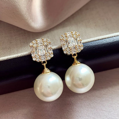 Zircon Pearl Korean Style Light Luxury High-grade Earrings - Daebak