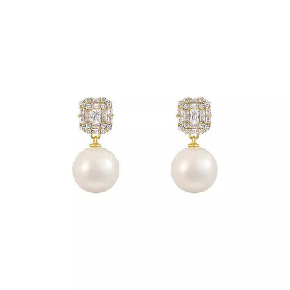 Zircon Pearl Korean Style Light Luxury High-grade Earrings - Daebak