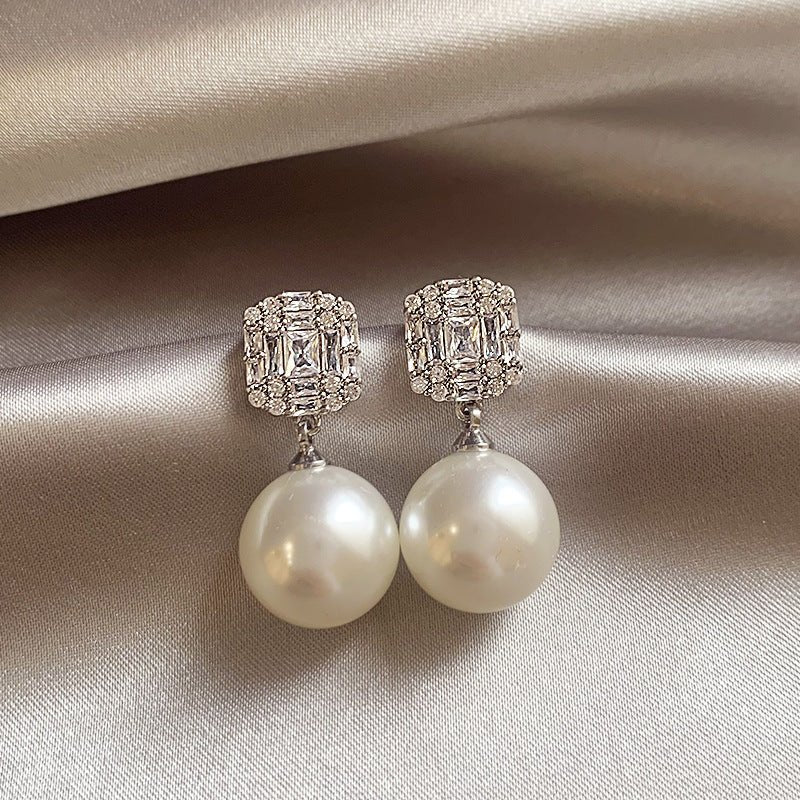 Zircon Pearl Korean Style Light Luxury High-grade Earrings - Daebak
