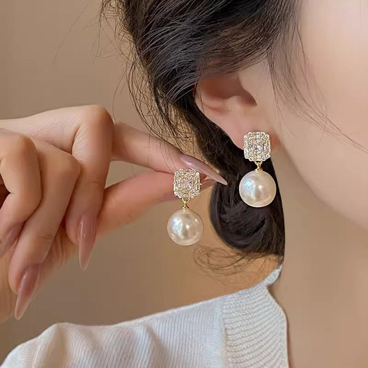 Zircon Pearl Korean Style Light Luxury High-grade Earrings - Daebak