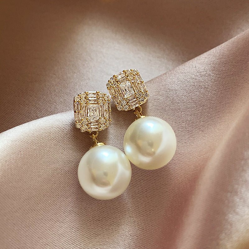Zircon Pearl Korean Style Light Luxury High-grade Earrings - Daebak