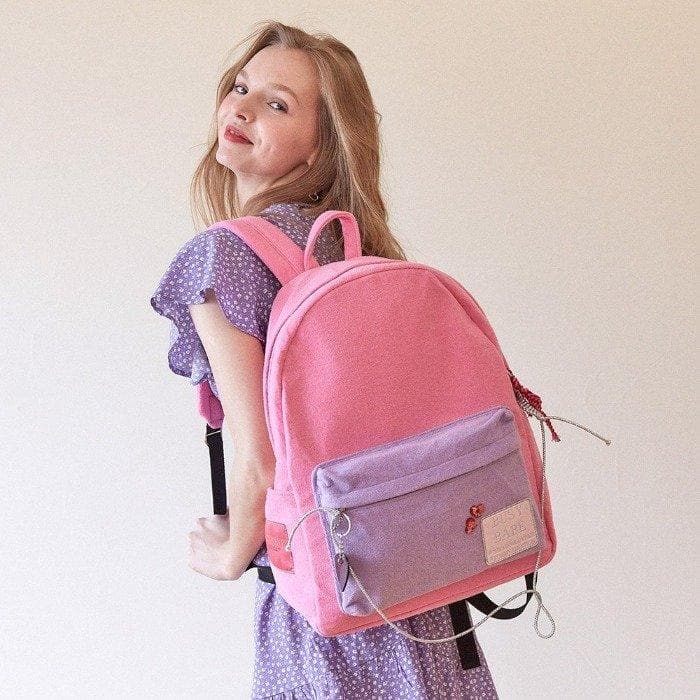 Busy Babe Pink Terry Cloth Backpack - Daebak