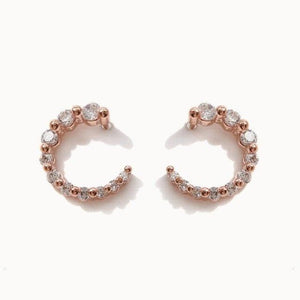 C-shaped Cubic Rose Gold Earrings - Daebak