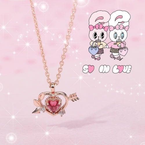 Cupid Bunny Rubystone Silver Necklace - Daebak