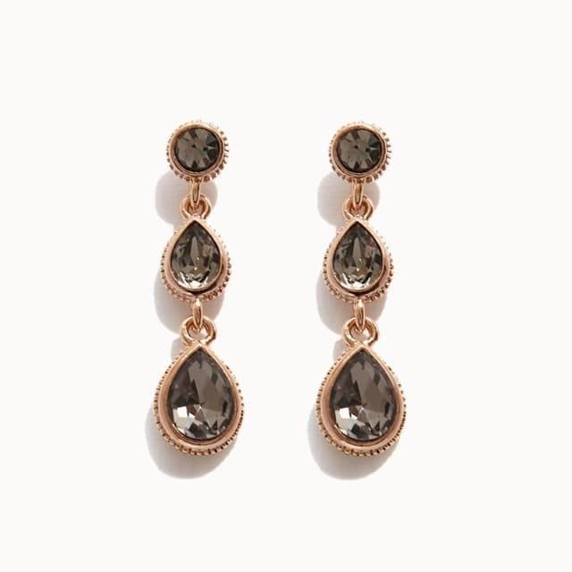 Drop Type Crystal Antique Bronze Long Earring - Daebak