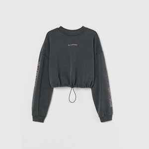 [H&M x BLACKPINK] Print Cropped Sweatshirt - Daebak