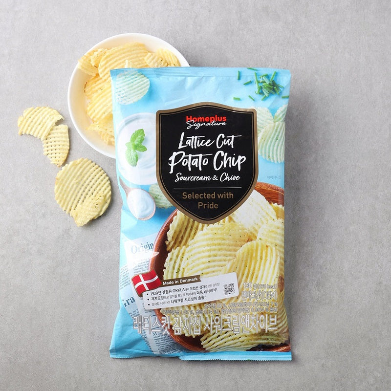 Homeplus Signature Lattice Cut Potato Chips 130g x3 - Sour Cream & Chives