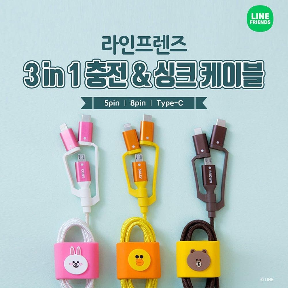 LINE FRIENDS 3in1 Charging Sync Cable - Daebak