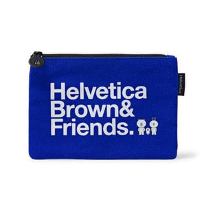 LINE FRIENDS Helvetica Brown & Friends Blue Multi Pouch - Daebak