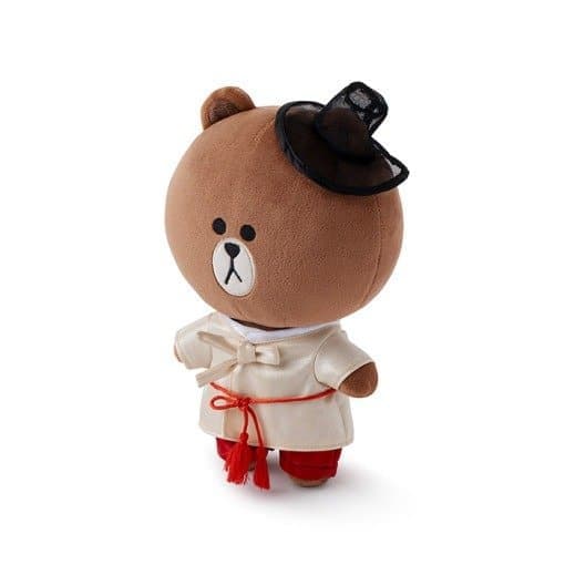 (Last stock!) Line Friends - Brown Standing Doll (Hanbok Edition) - Daebak