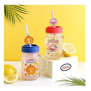 Little Fruity Friends Silicone Lid Drink Jar (1+1) - Daebak