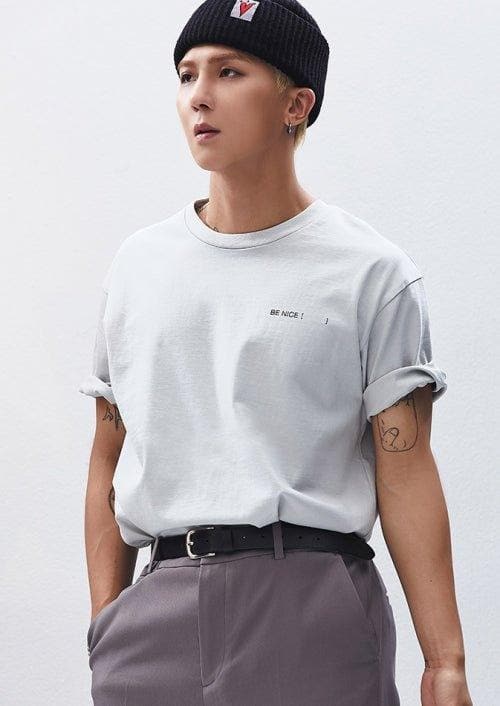 PLAC x MINOYOON Be Nice Graphic T-Shirt (Gray) - Daebak
