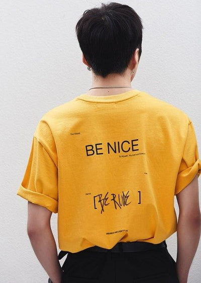 PLAC x MINOYOON Be Nice Graphic T-Shirt (Mustard) - Daebak