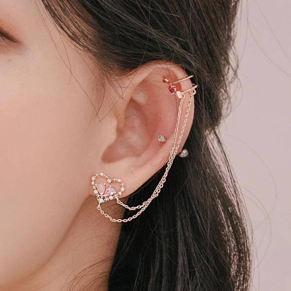 Pinkish Love Earring Ear Cuff - Daebak