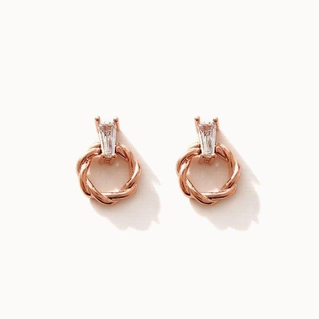 Rose Gold Donut Cubic Earrings - Daebak