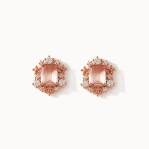 Rose Gold Rectangular Cubic Earrings - Daebak