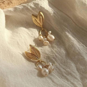 Uttumbee#2 (92.5 silver needle) Natural pearl drop vintage earrings - Daebak