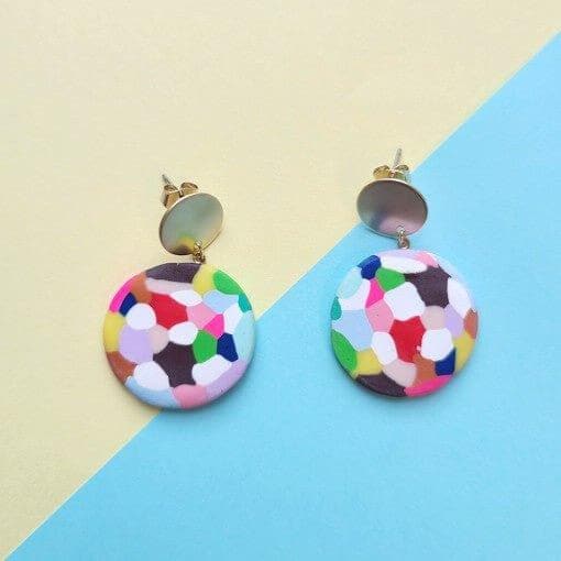 bonideé Handmade Clay Earrings - Rainbow Ball - Daebak